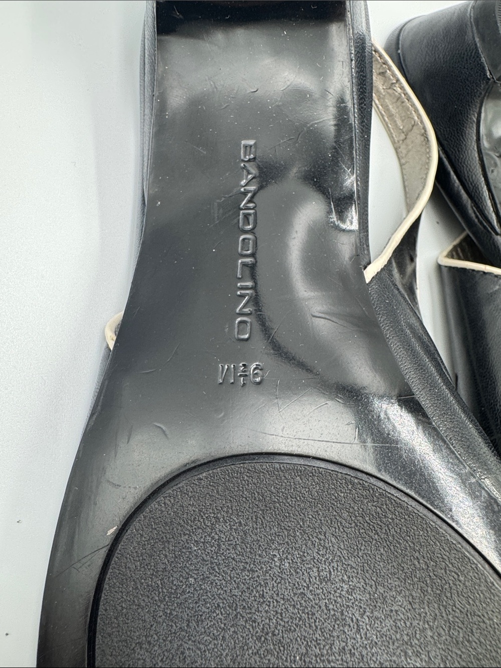 Bandolino Black Slingback Flats with Cream Bow Trim - Picture 4 of 4